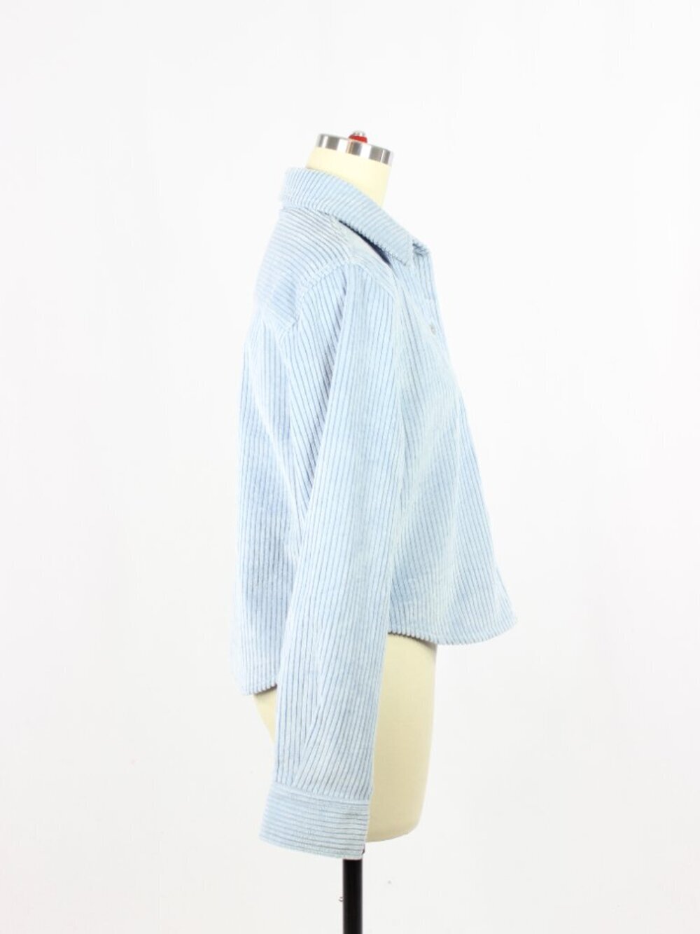 Aritzia SUNDAY BEST Dune Blue Cotton Corduroy Cropped Button Down Shirt, Size XS - Picture 2 of 11